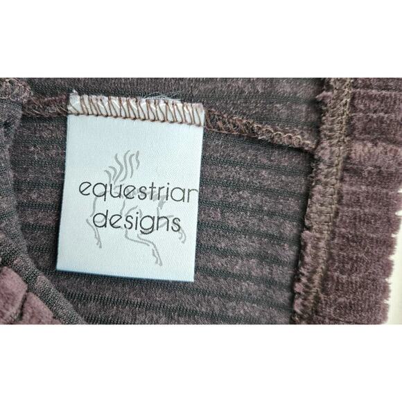 Vintage 90s Equestrian Design Leggings Small Brown Velvet Ribbed Pull On Cuffed - Picture 7 of 12